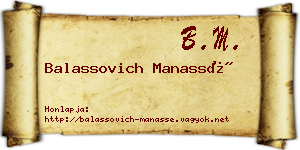 Balassovich Manassé névjegykártya